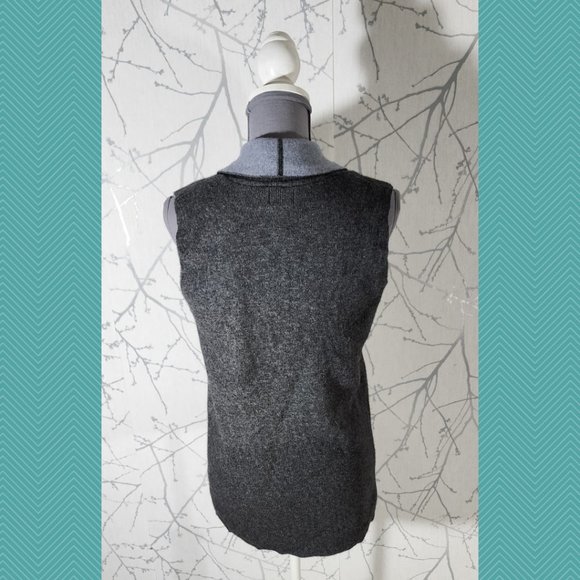 Benedetta B. Gray Merino Wool Blend Sleeveless Cardigan - Picture 4 of 5